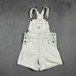 Levi's White Denim Shortalls Womens Size XS Distressed Bib Overalls #3194